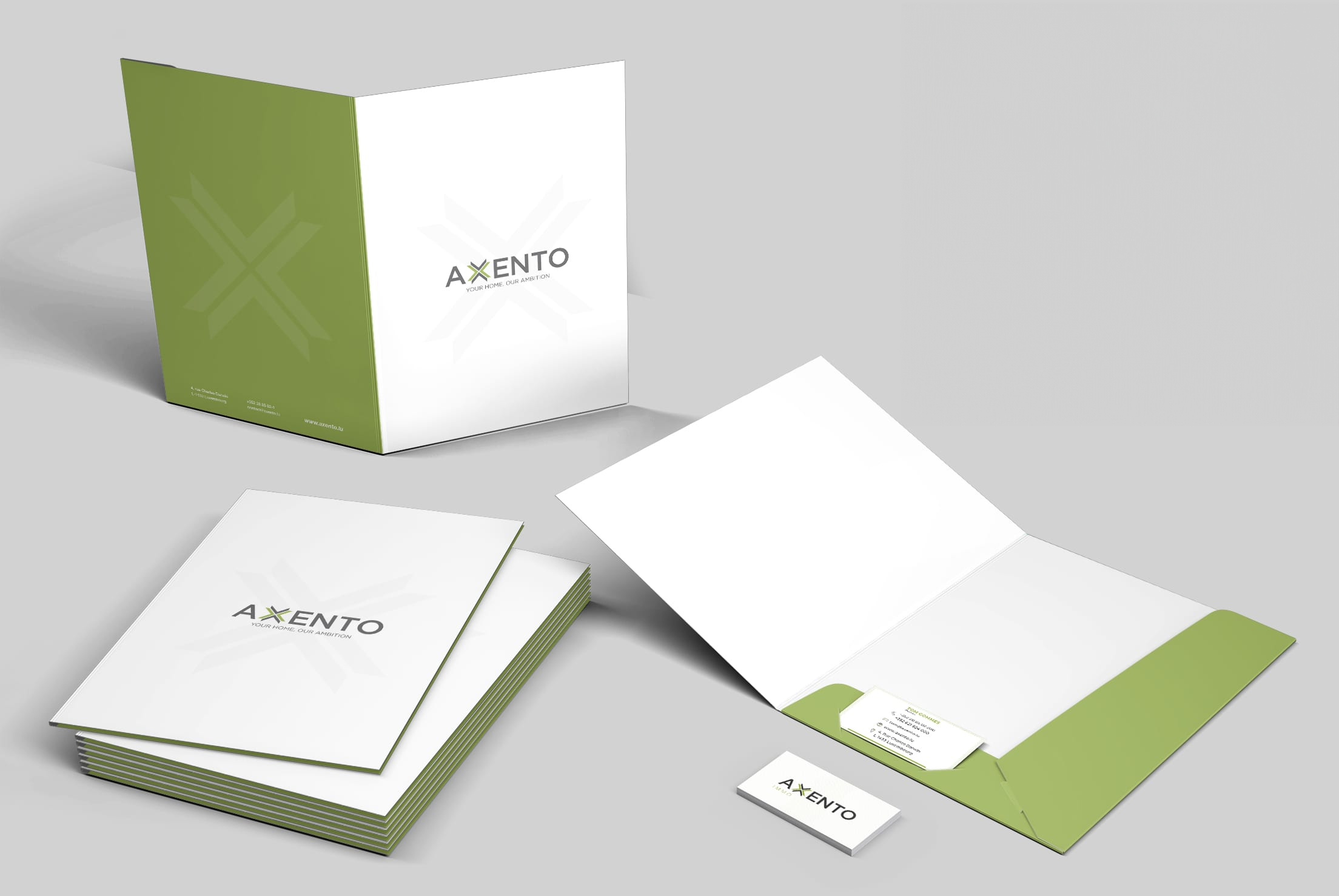 Axento business cards and folders